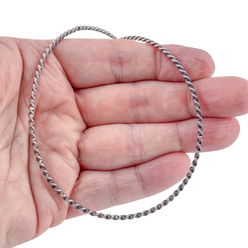 Vintage Italy Sterling Silver 925 Twisted Chain Necklace 16"-18"